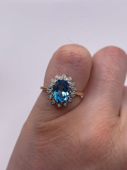 9ct gold topaz and diamond ring