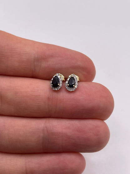 9ct gold sapphire and diamond earrings
