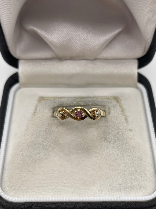 9ct gold ruby and diamond ring