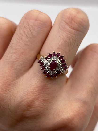 9ct gold ruby and diamond ring