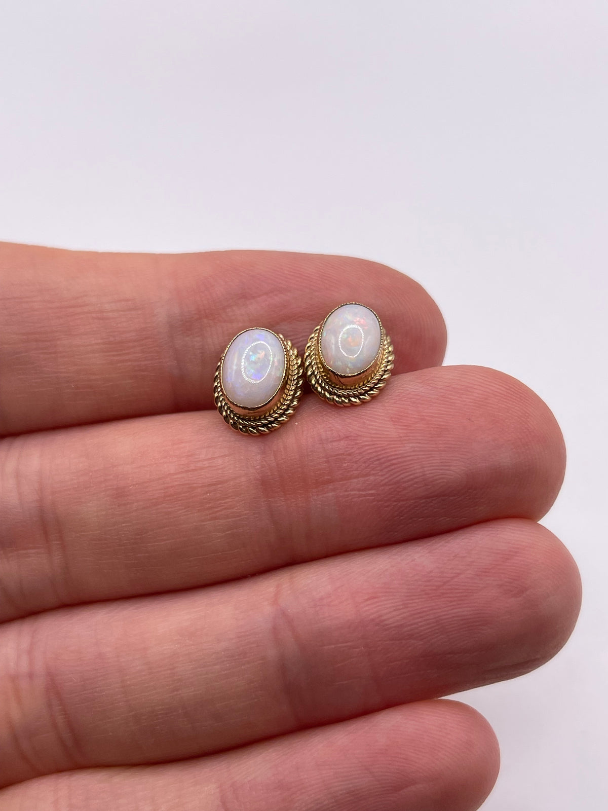 9ct gold opal earrings