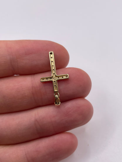 9ct gold diamond cross pendant