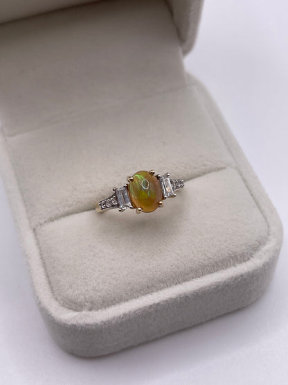 9ct gold opal and zircon ring