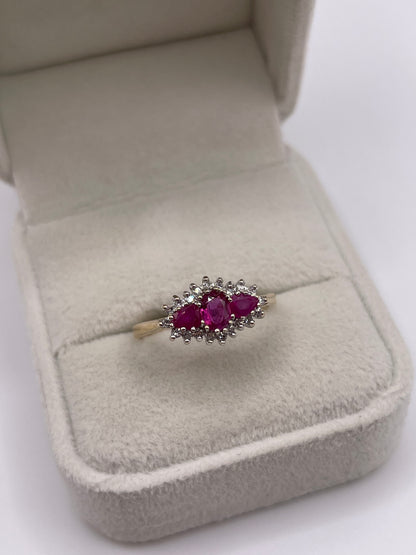 9ct gold ruby and diamond ring