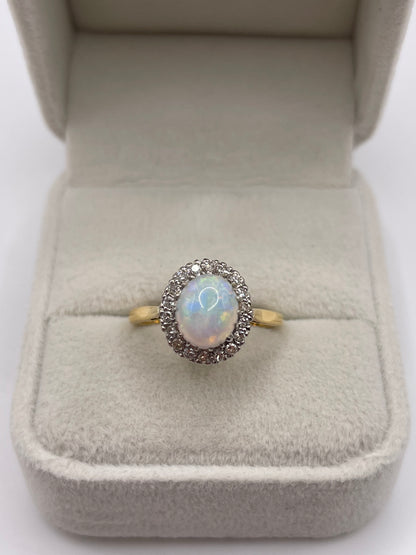 18ct gold opal and diamond ring