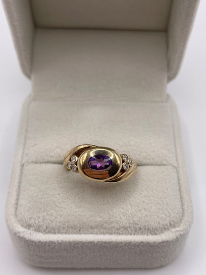 9ct gold amethyst and diamond ring