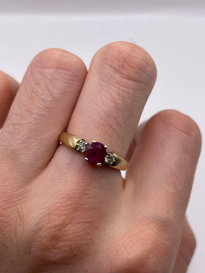 9ct gold ruby and diamond ring