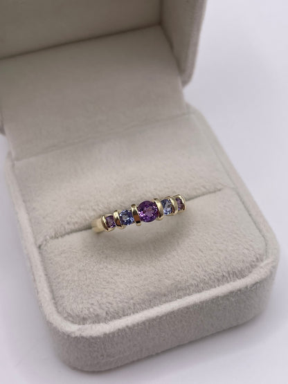 9ct gold amethyst and tanzanite ring