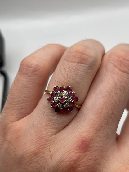 9ct gold ruby and diamond ring