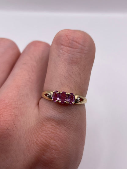 9ct gold pink sapphire and diamond ring