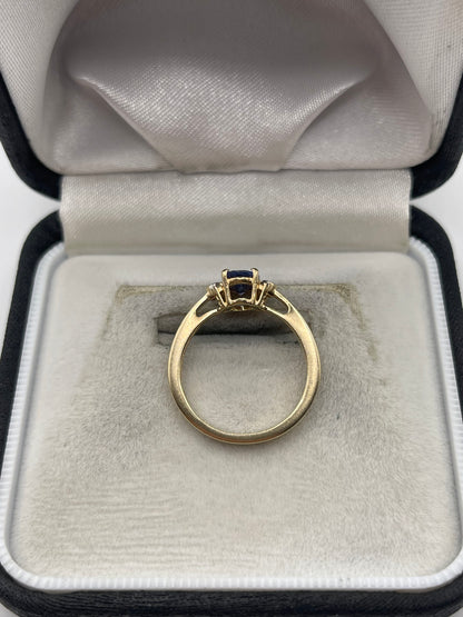 9ct gold tanzanite and zircon ring