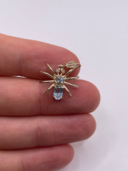 9ct gold topaz and diamond spider pendant