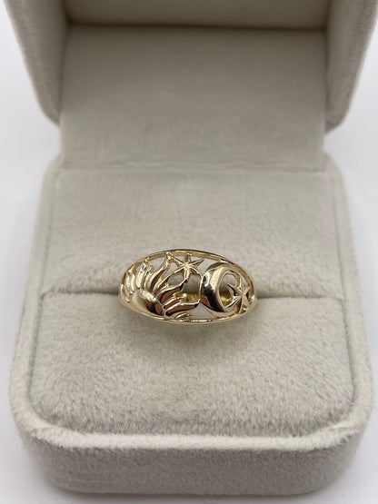 9ct gold sun, star and moon ring