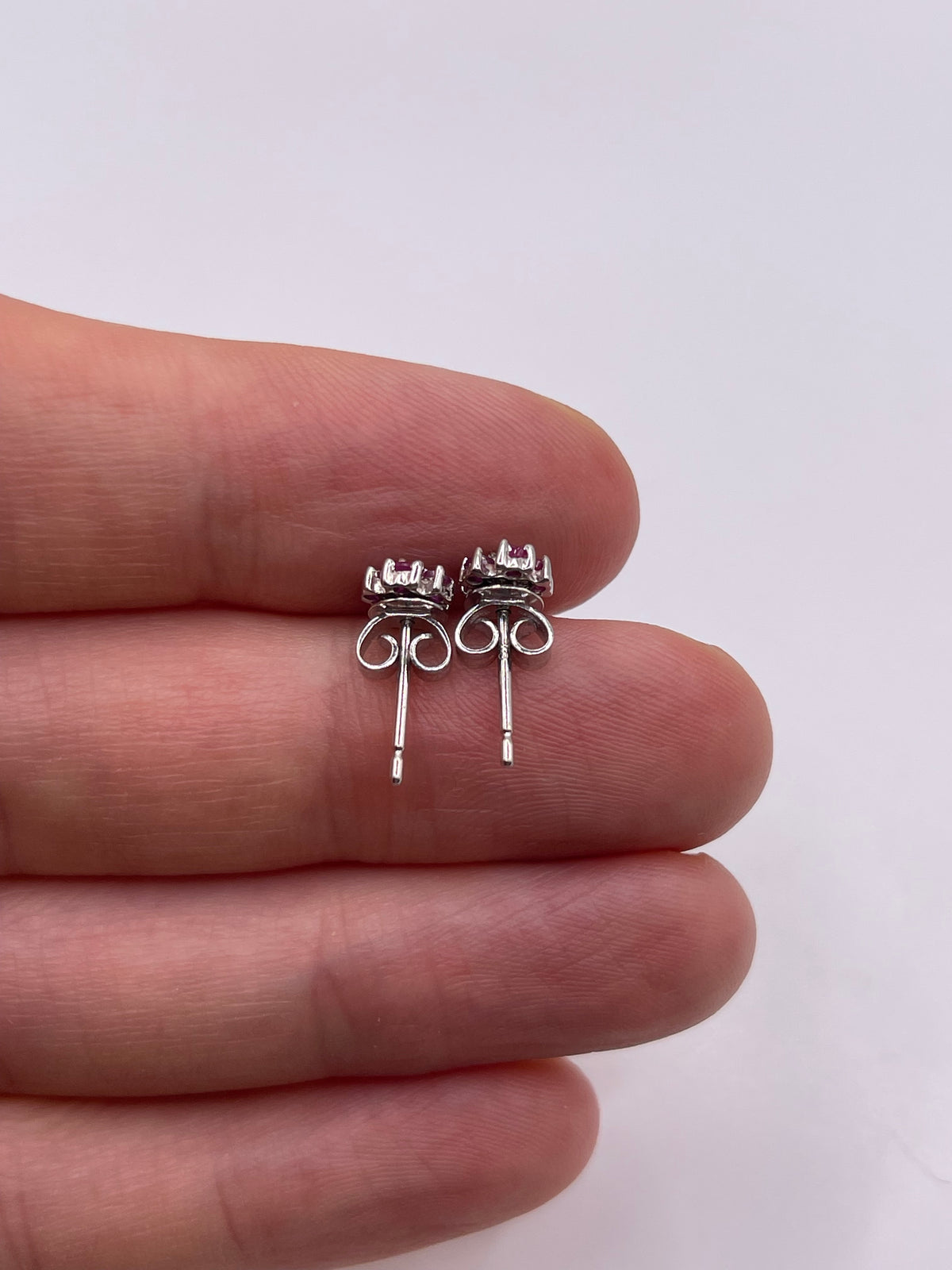 9ct white gold ruby and diamond earrings