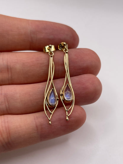 9ct gold moonstone earrings