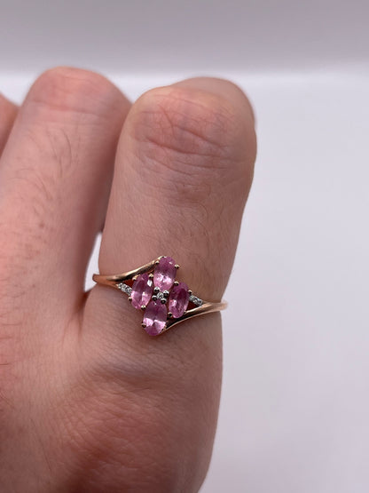 9ct rose gold pink sapphire and diamond ring