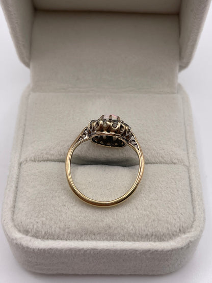 18ct gold opal and old cut diamond ring