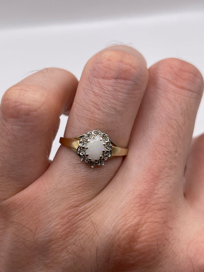 9ct gold opal and diamond ring