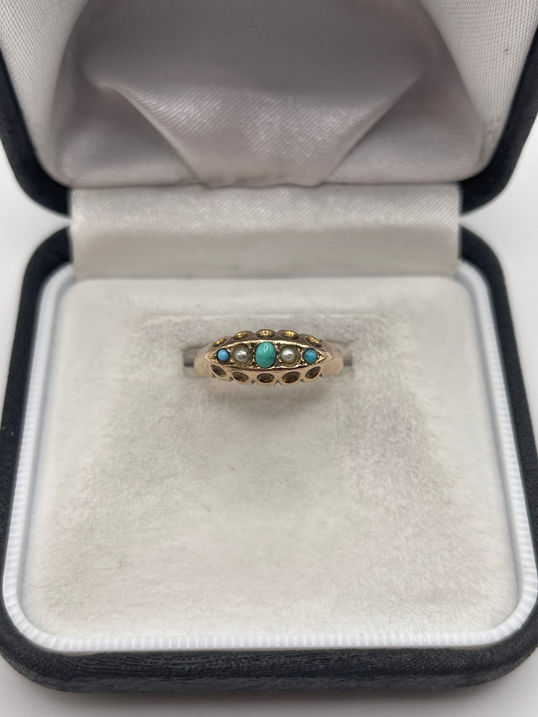 9ct rose gold turquoise and pearl ring