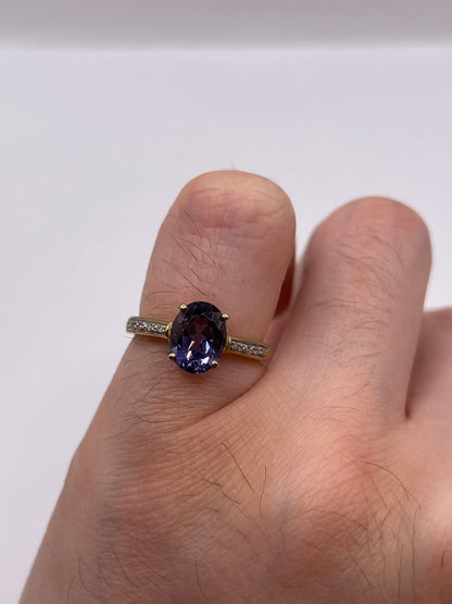 9ct gold iolite and diamond ring