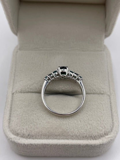 9ct white gold multi gemstone cluster ring