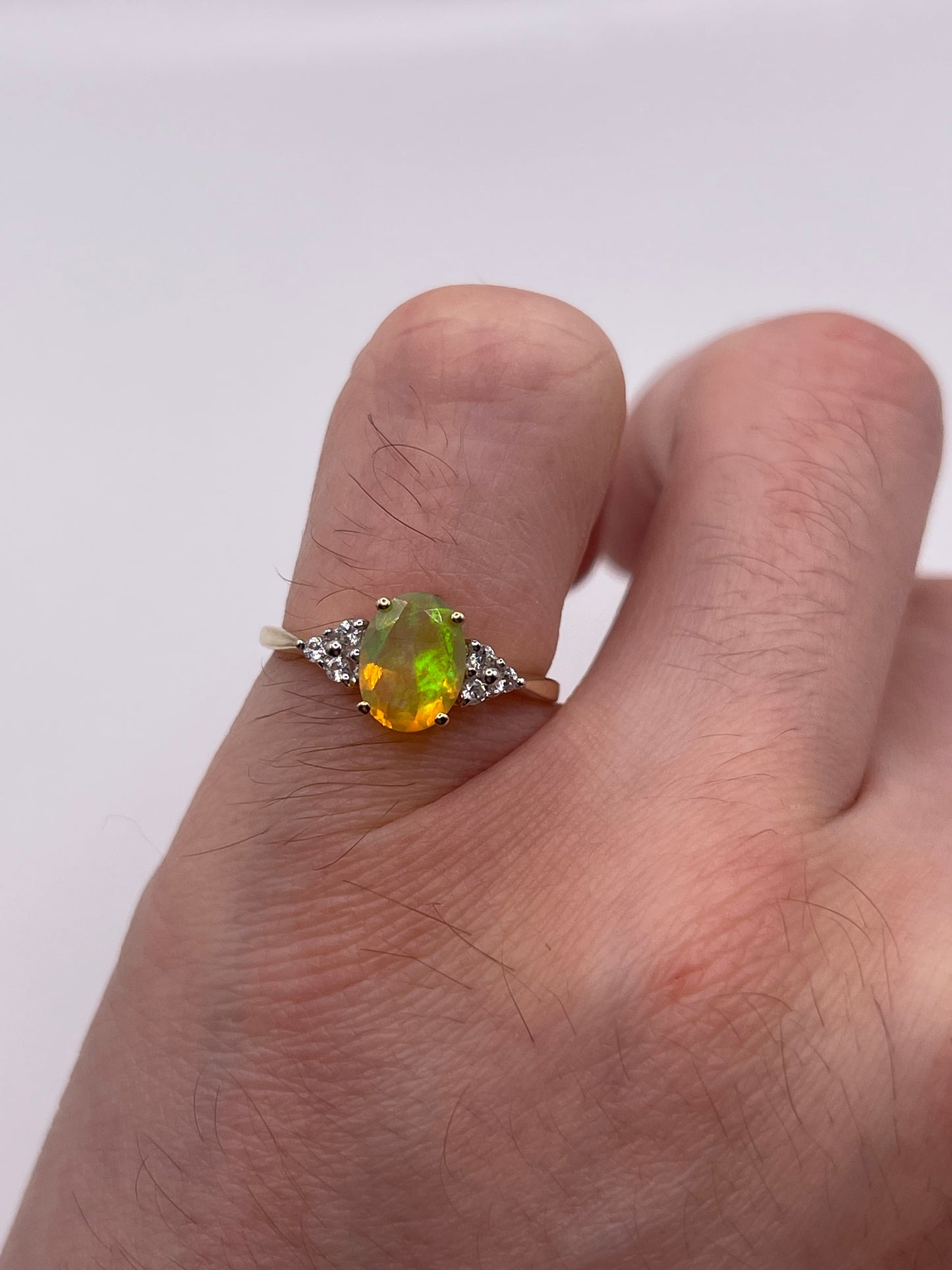 9ct gold opal and zircon ring