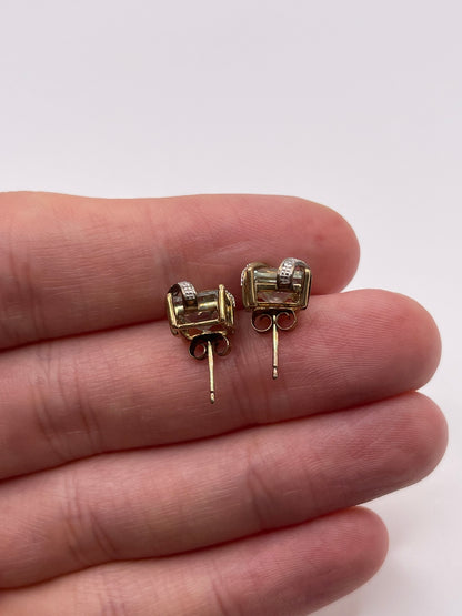 9ct gold green amethyst and diamond earrings