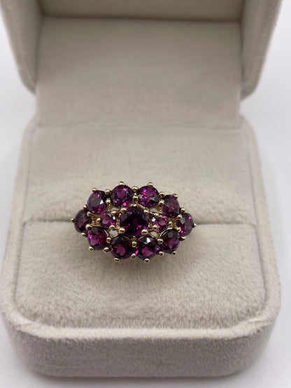 9ct gold garnet cluster ring