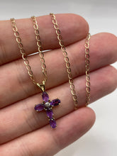 Load image into Gallery viewer, 9ct gold amethyst and diamond necklace
