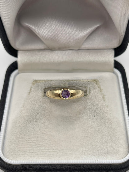 9ct gold amethyst gypsy ring