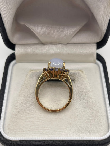 9ct gold chalcedony and iolite ring