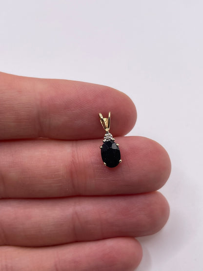 9ct gold sapphire and diamond pendant