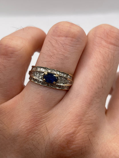 9ct gold sapphire and diamond ring