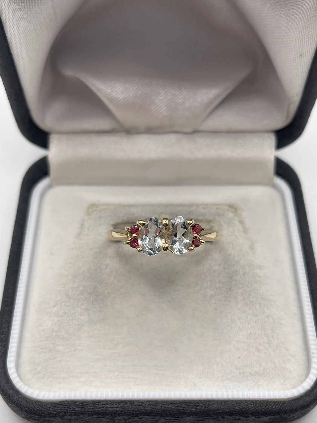 9ct gold zircon and tourmaline ring