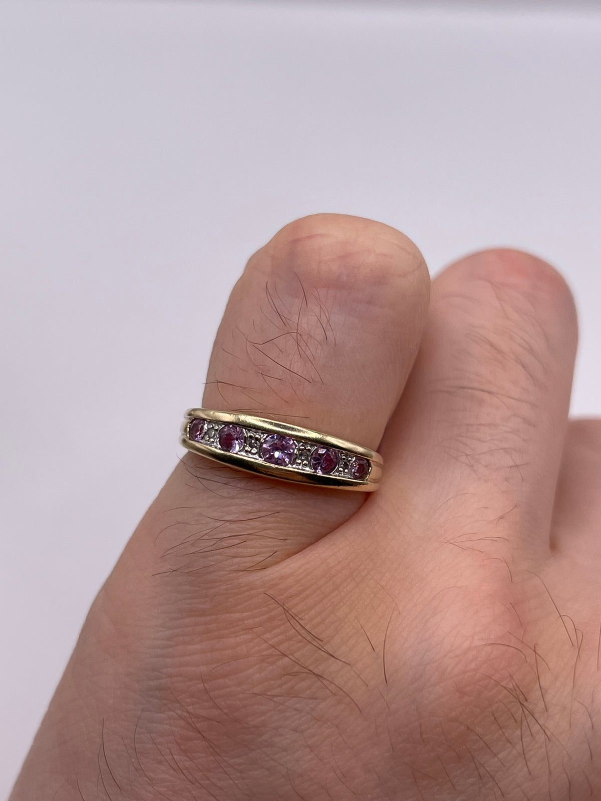 9ct gold pink sapphire and diamond ring