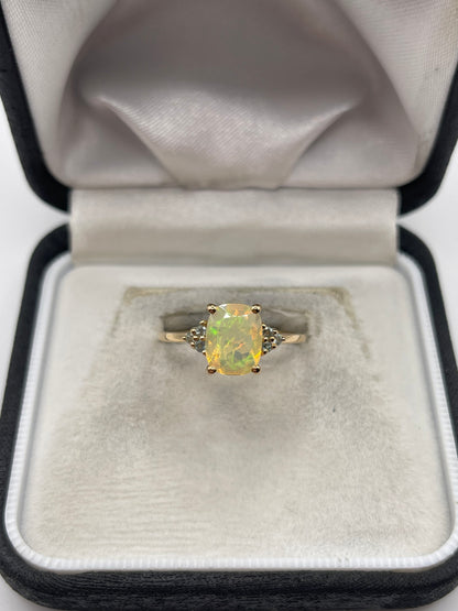 9ct gold opal and alexandrite ring