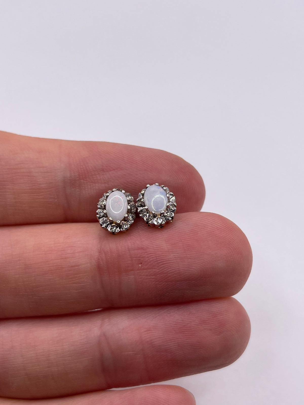 9ct gold opal and diamond earrings