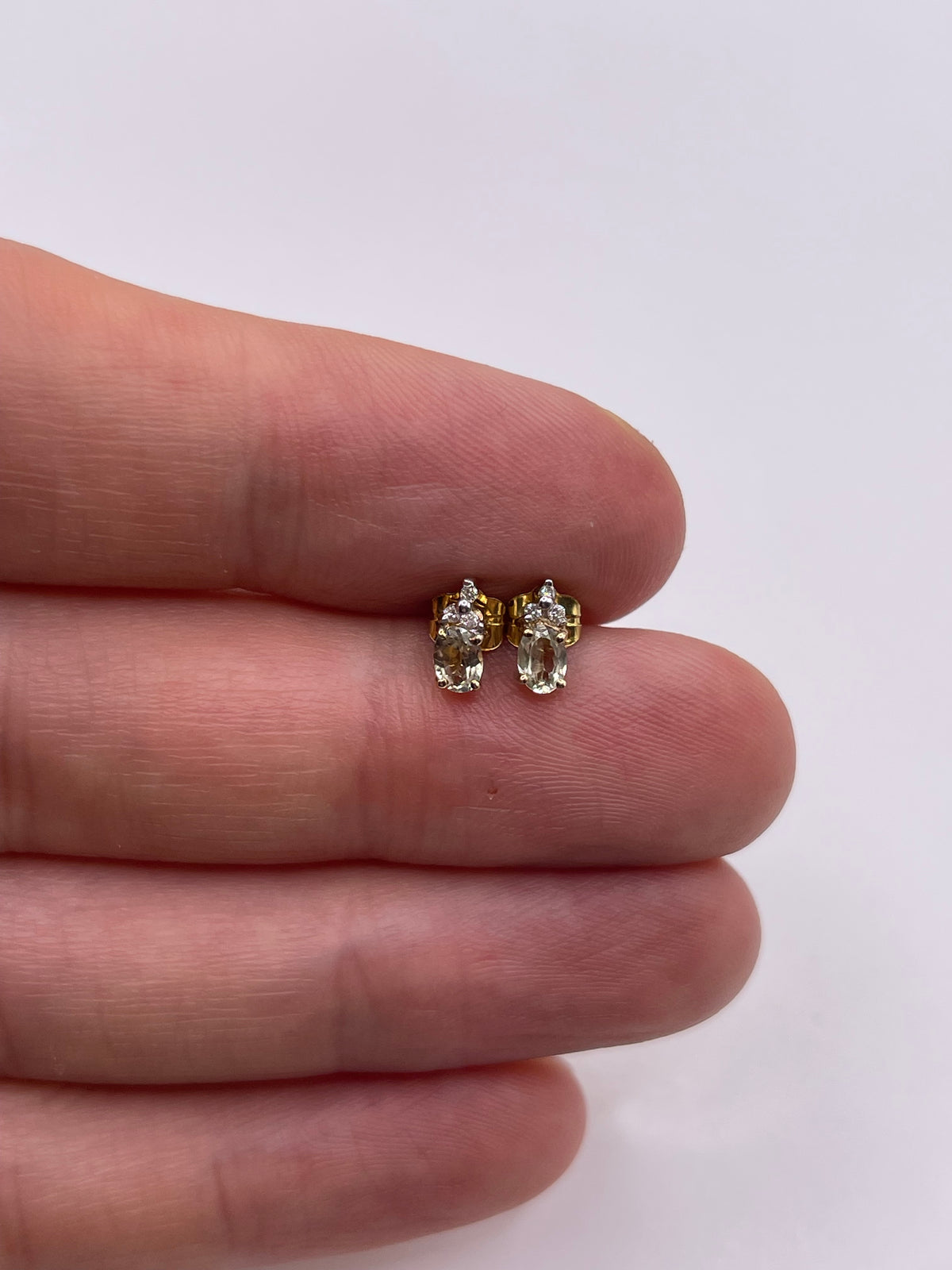 9ct gold quartz and diamond earrings