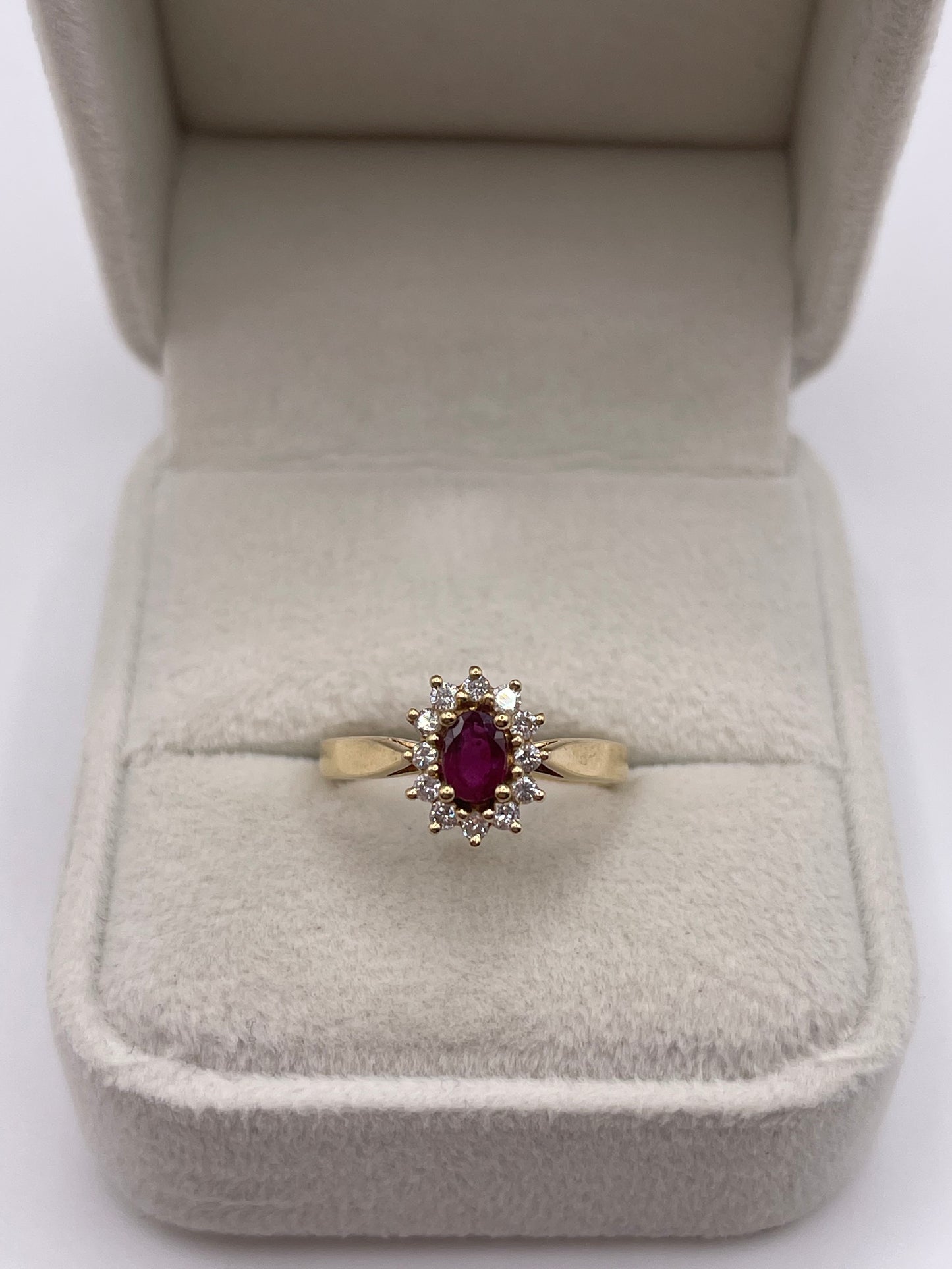 9ct gold ruby and diamond ring