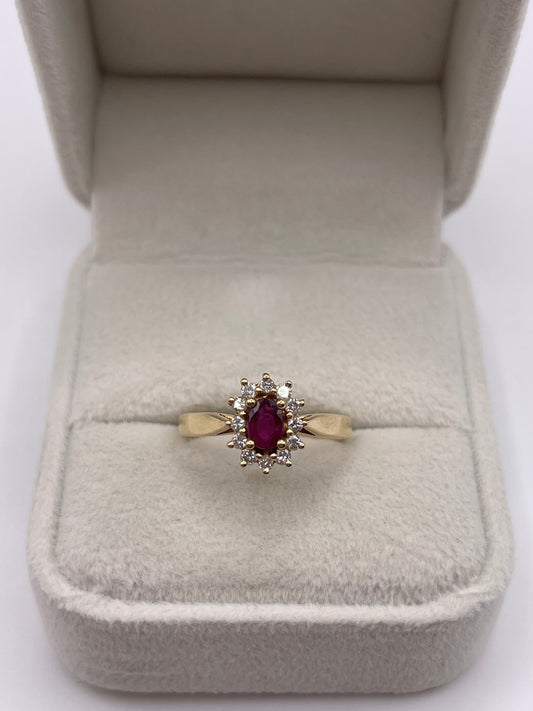 9ct gold ruby and diamond ring