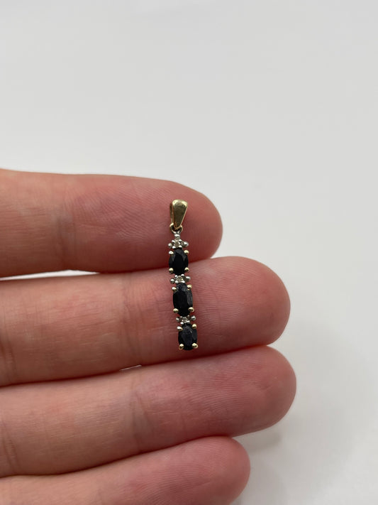 9ct gold sapphire and diamond pendant