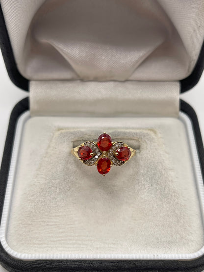 9ct gold spinel and zircon ring