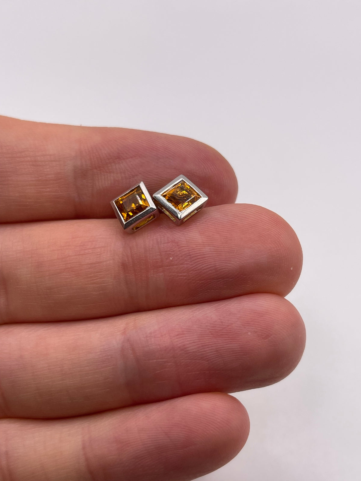 9ct two tone gold citrine earrings