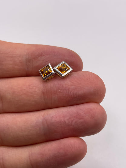 9ct two tone gold citrine earrings