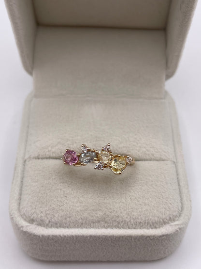 9ct gold multi coloured sapphire ring