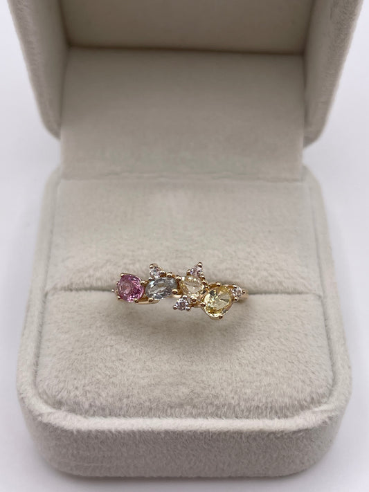 9ct gold multi coloured sapphire ring