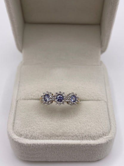 9ct gold tanzanite and diamond ring