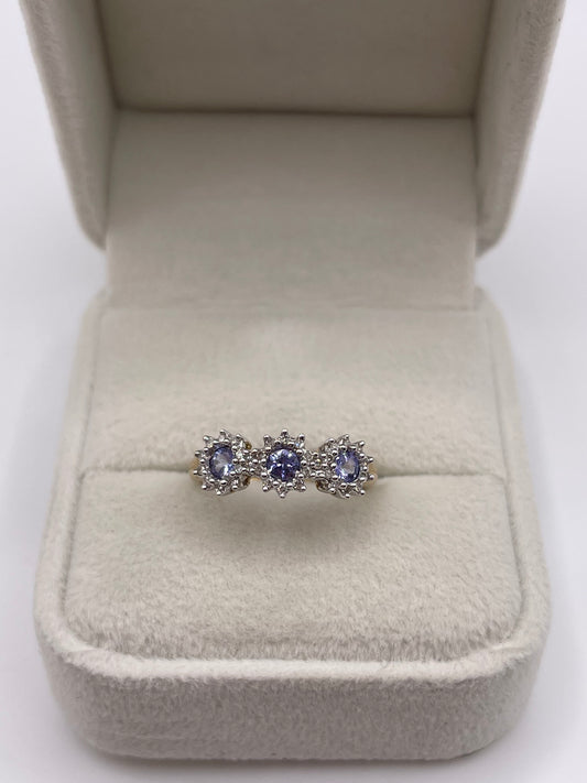 9ct gold tanzanite and diamond ring