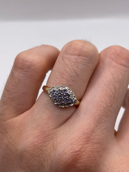 9ct gold tanzanite and diamond ring