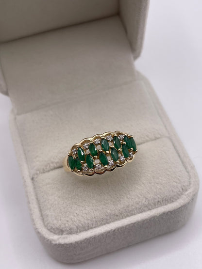 9ct gold emerald and diamond ring